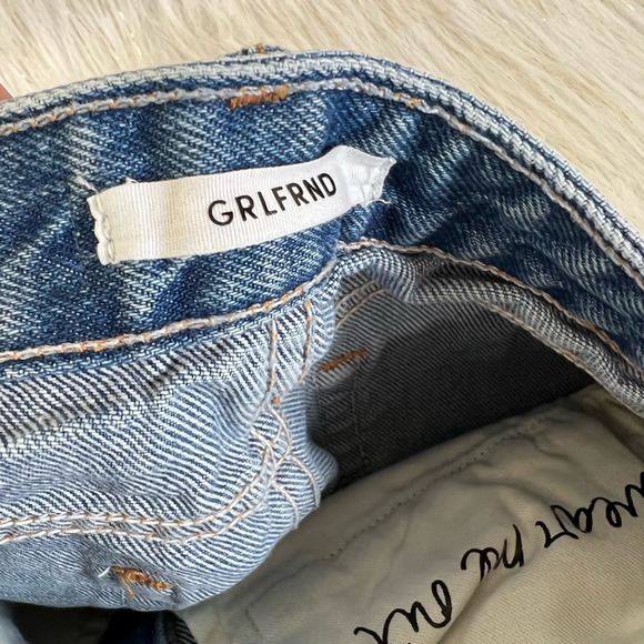 Grlfrnd Denim Rhoda Mini Skirt Blue Distressed Denim 5-Pockets USA 24 New - Picture 6 of 7